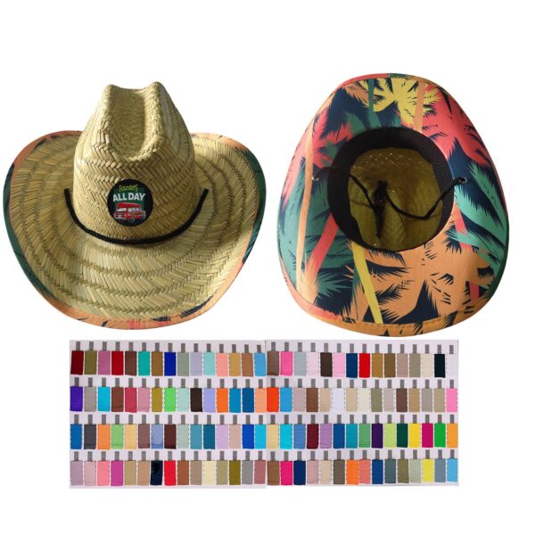 Cowboy/Cowgirl Straw Hat w/Full Color Patch & Underneath