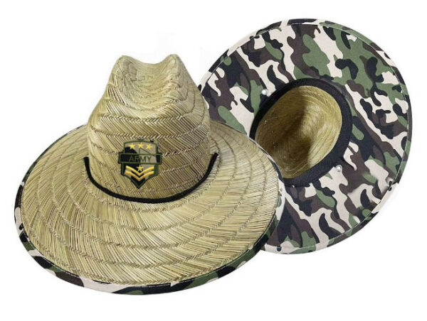 Camo Straw Sun Hat w/Custom Patch