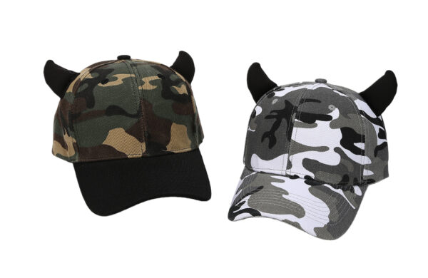 Unisex Camouflage Cap with Decorative Horns