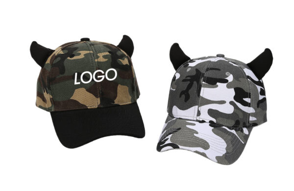 Unisex Camouflage Cap with Decorative Horns