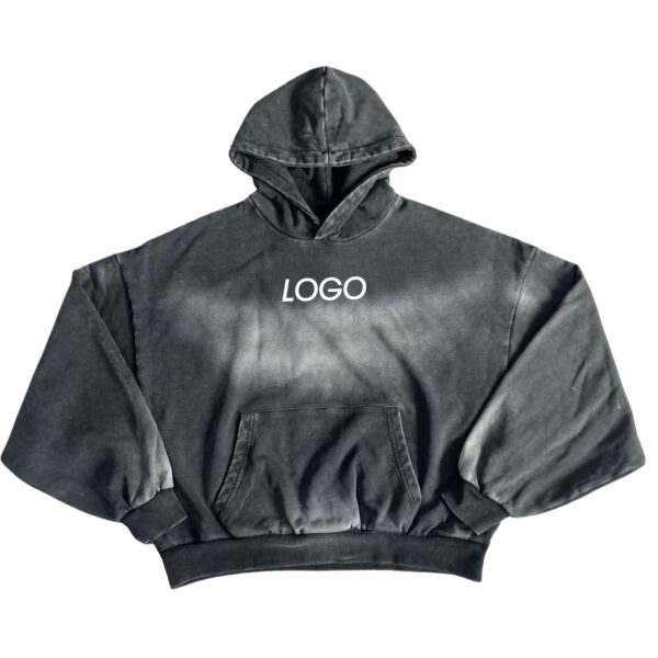 Casual Washed Denim Pullover Hoodie