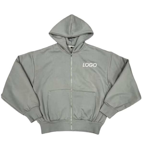 Comfortable Unisex Grey Full-Zip Hoodie
